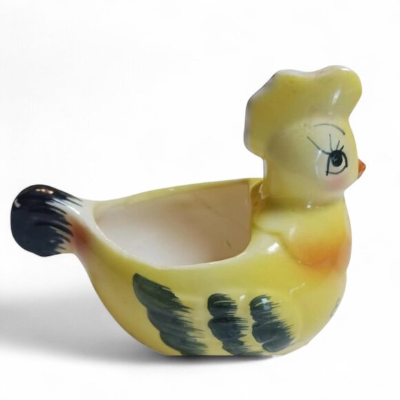 Vintage Yellow Ceramic Hen Egg Separator: Farmhouse Kitchen Decor - Picture 4 of 10